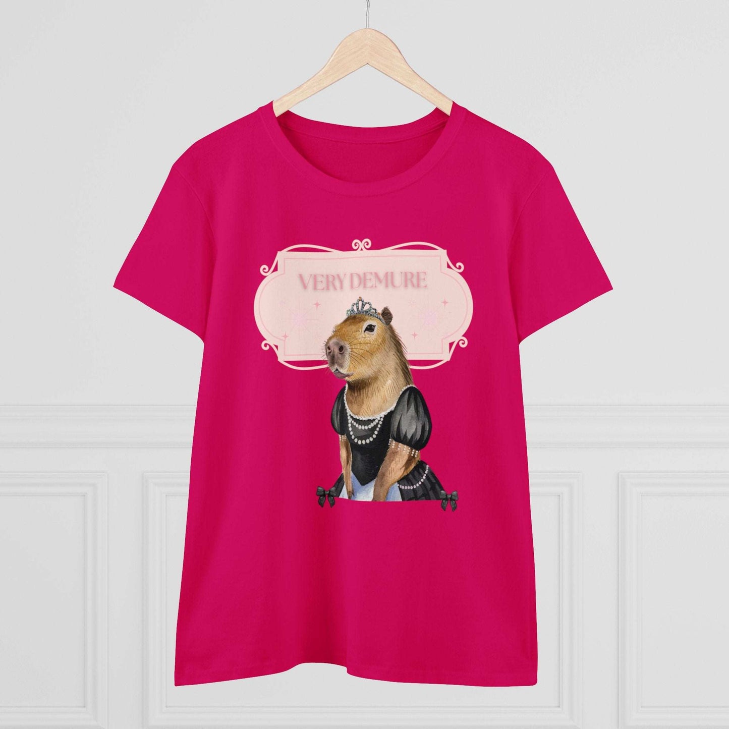 Very Demure Capybara Women's Cotton Tee. Cutesy Capy Tshirt in Her Very Demure Phase. Fun For Fall, Back To School. Gifts For Her.