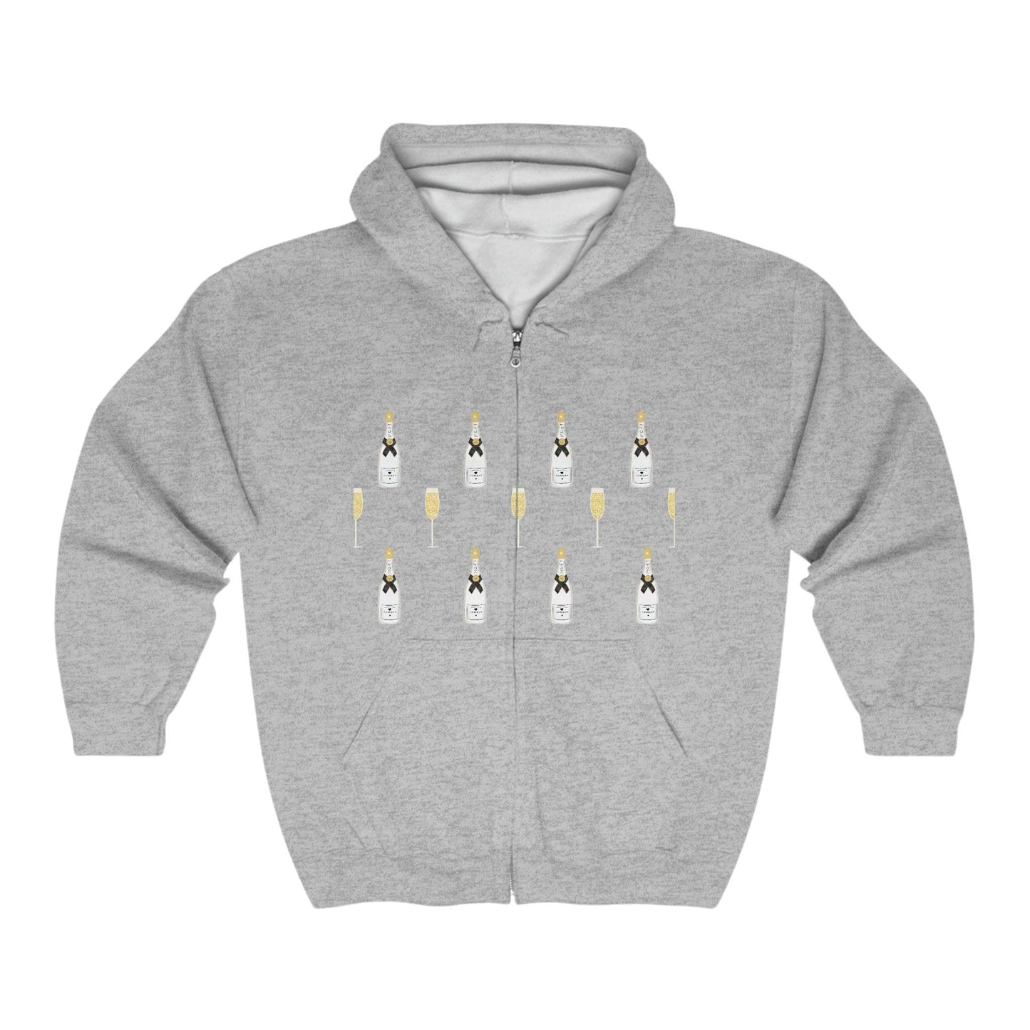 Champagne Bottles Full Zip Hooded Sweatshirt