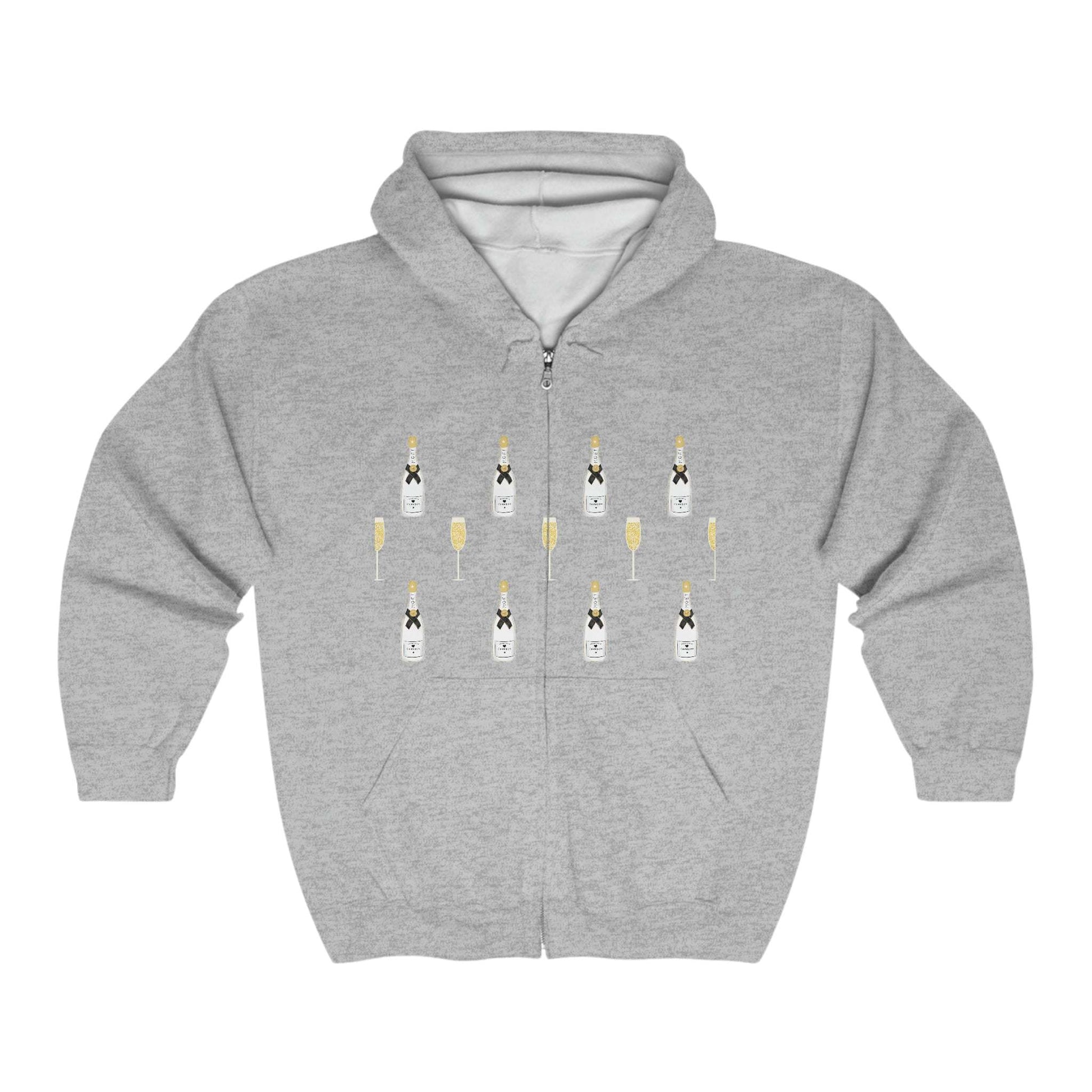 Champagne Bottles Full Zip Hooded Sweatshirt