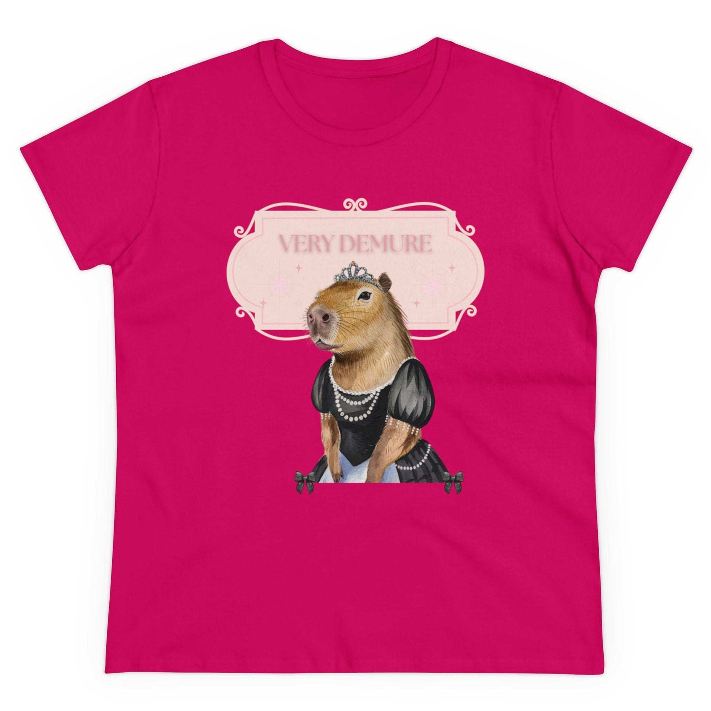 Very Demure Capybara Women's Cotton Tee. Cutesy Capy Tshirt in Her Very Demure Phase. Fun For Fall, Back To School. Gifts For Her.