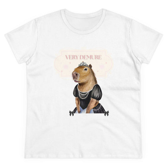 Very Demure Capybara Women's Cotton Tee. Cutesy Capy Tshirt in Her Very Demure Phase. Fun For Fall, Back To School. Gifts For Her.