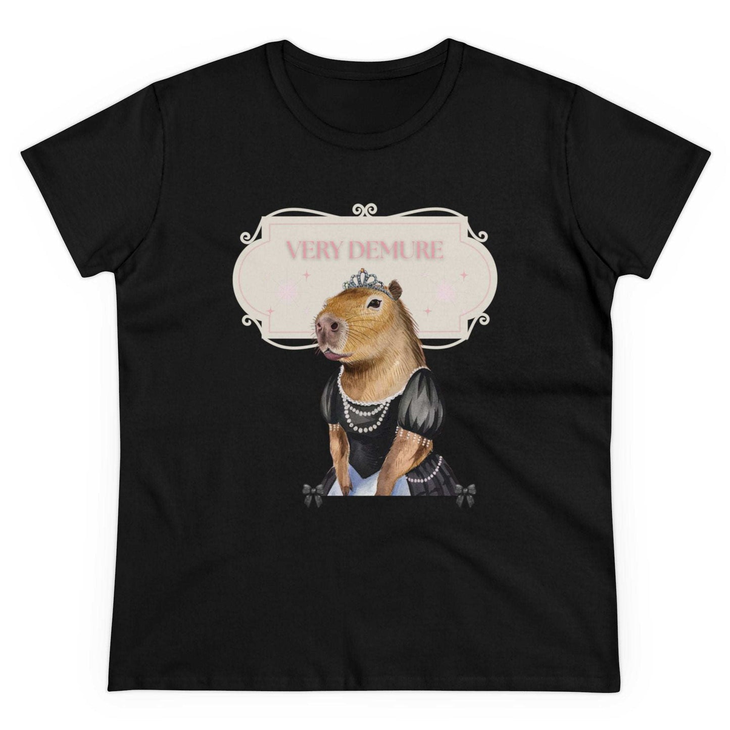 Very Demure Capybara Women's Cotton Tee. Cutesy Capy Tshirt in Her Very Demure Phase. Fun For Fall, Back To School. Gifts For Her.