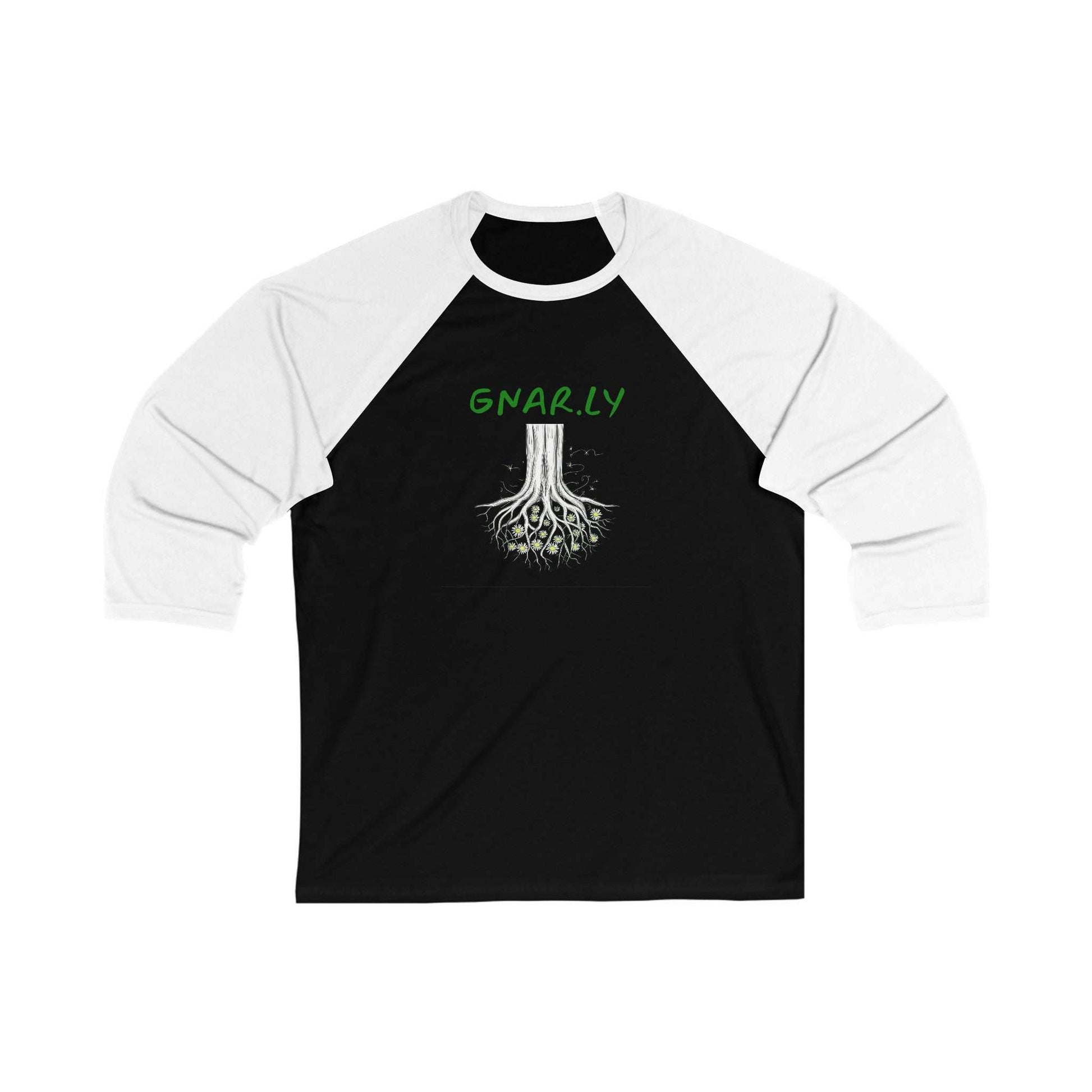 Unique Baseball Tee With Gnarly Design 3\4 Sleeve.