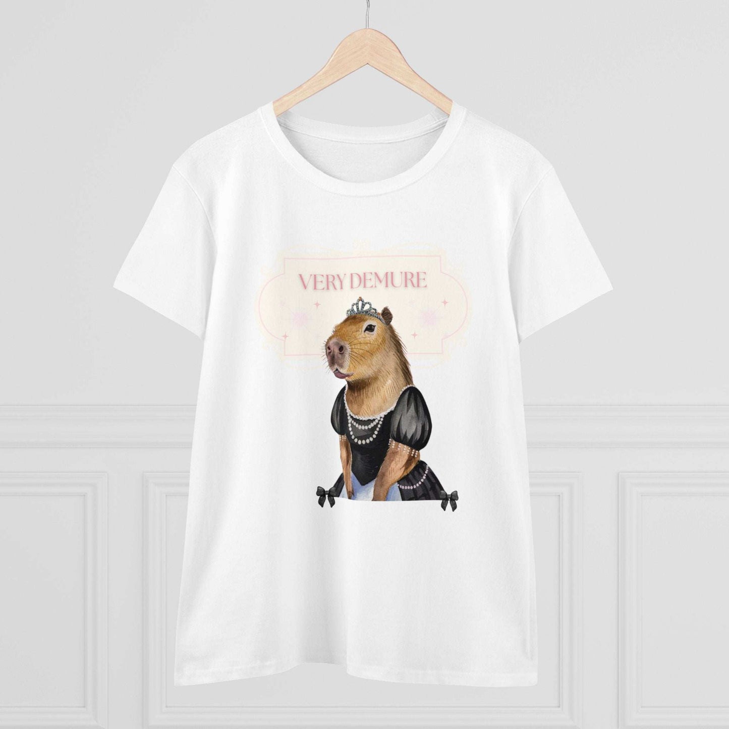 Very Demure Capybara Women's Cotton Tee. Cutesy Capy Tshirt in Her Very Demure Phase. Fun For Fall, Back To School. Gifts For Her.