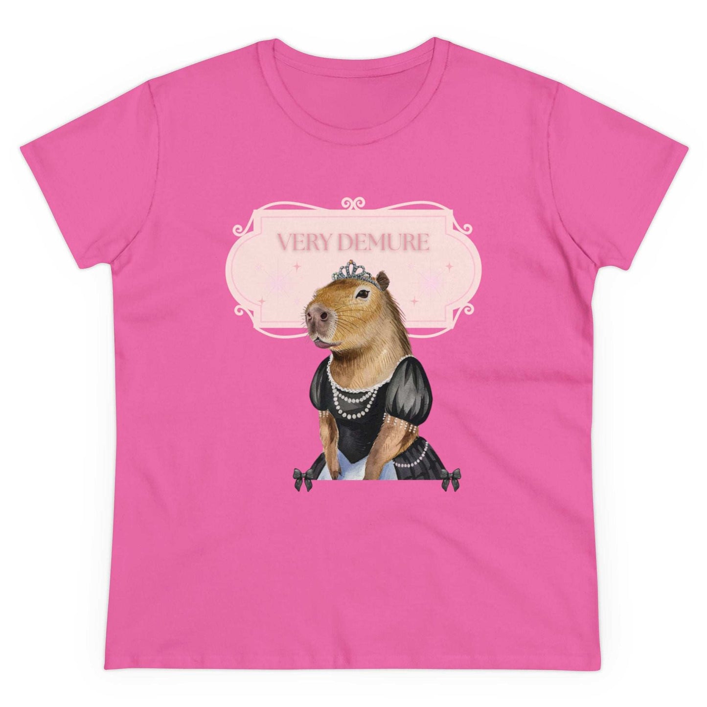 Very Demure Capybara Women's Cotton Tee. Cutesy Capy Tshirt in Her Very Demure Phase. Fun For Fall, Back To School. Gifts For Her.