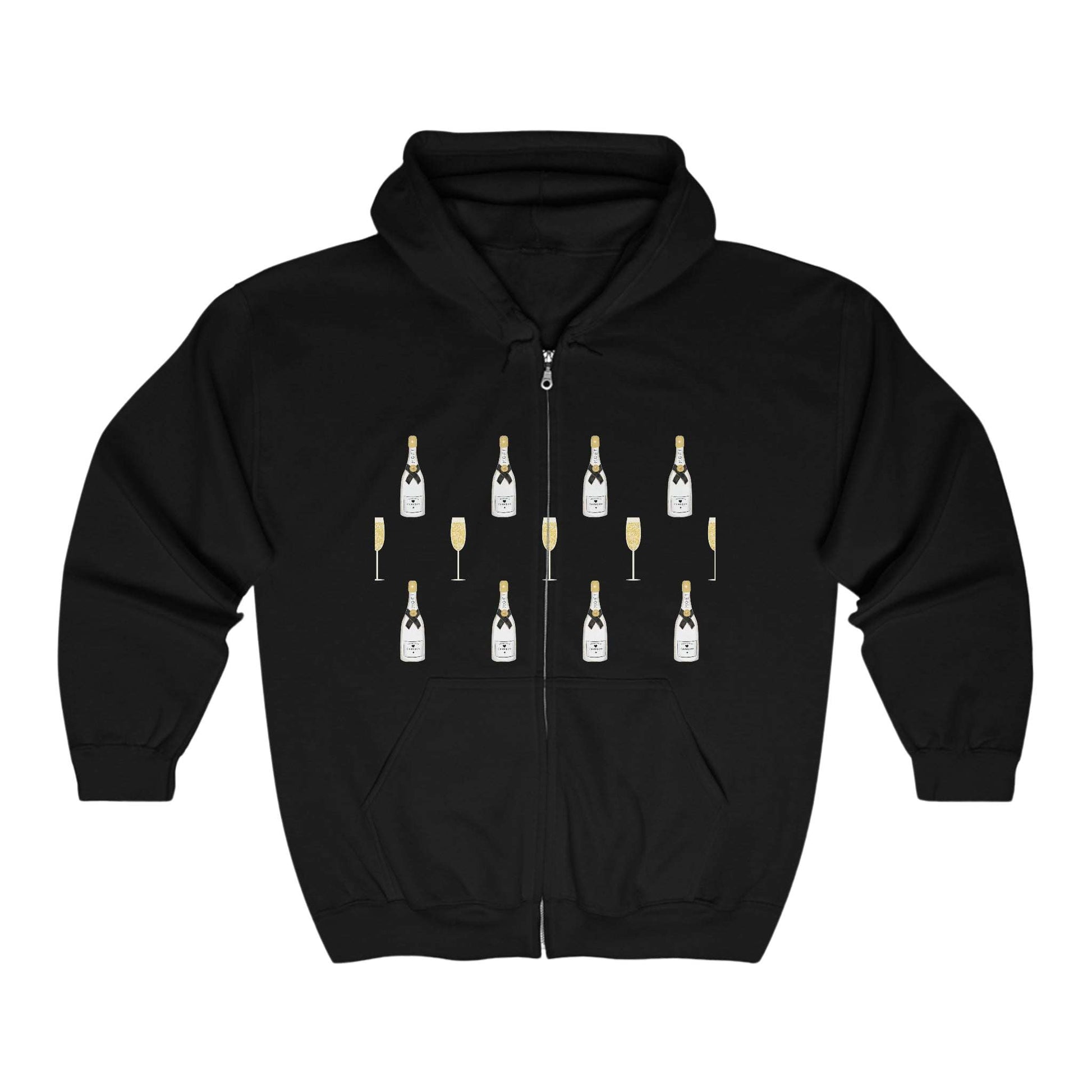 Champagne Bottles Full Zip Hooded Sweatshirt