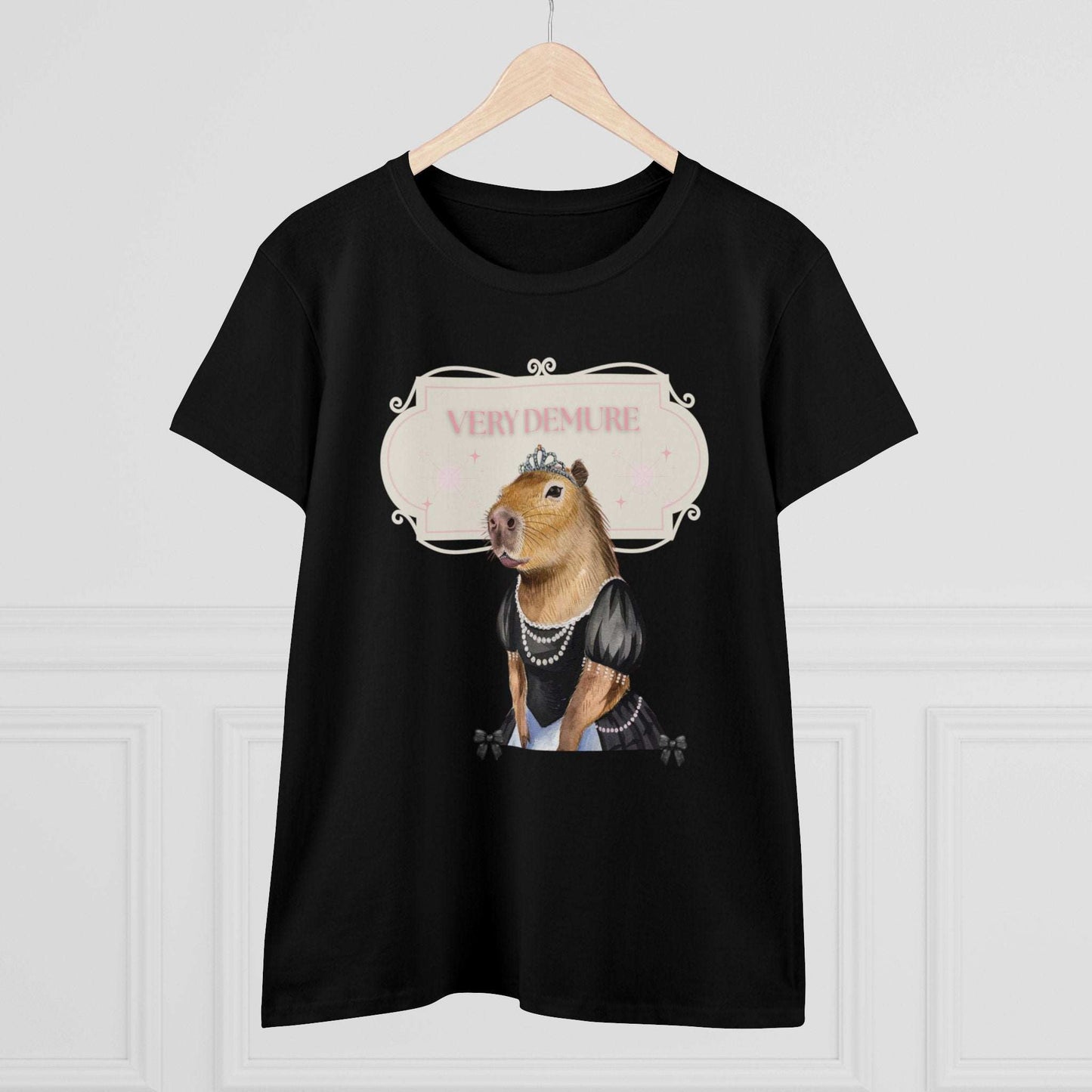 Very Demure Capybara Women's Cotton Tee. Cutesy Capy Tshirt in Her Very Demure Phase. Fun For Fall, Back To School. Gifts For Her.