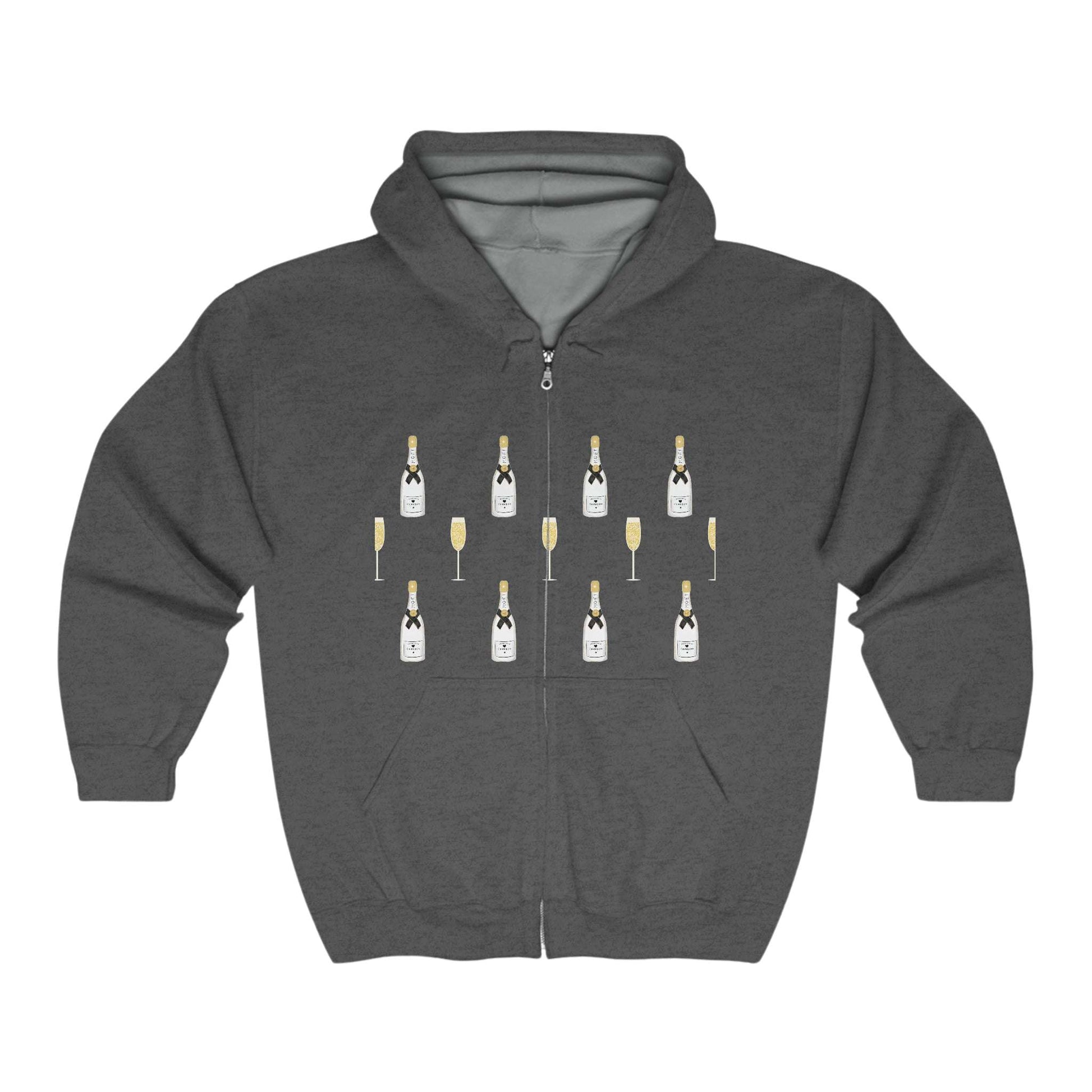 Champagne Bottles Full Zip Hooded Sweatshirt