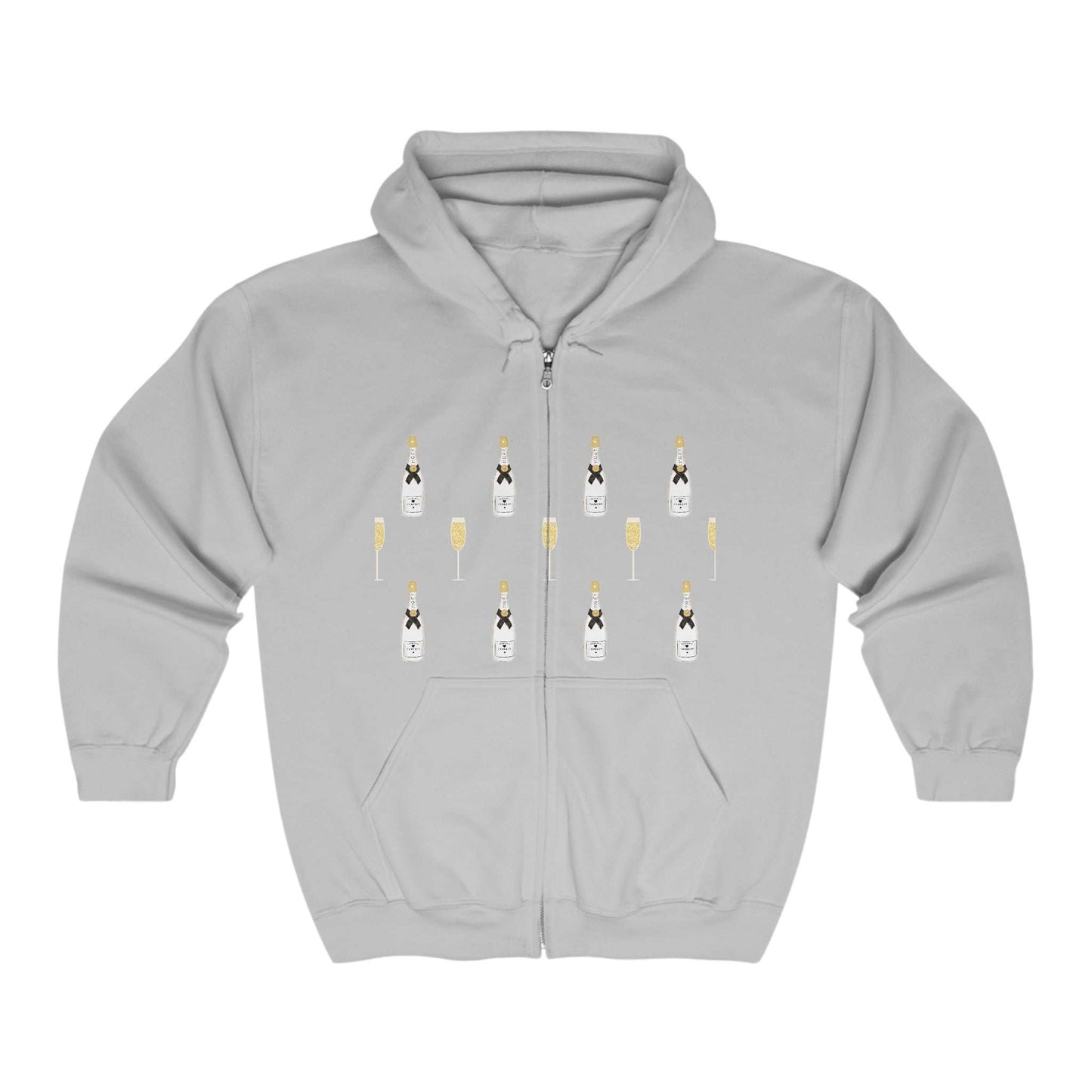 Champagne Bottles Full Zip Hooded Sweatshirt