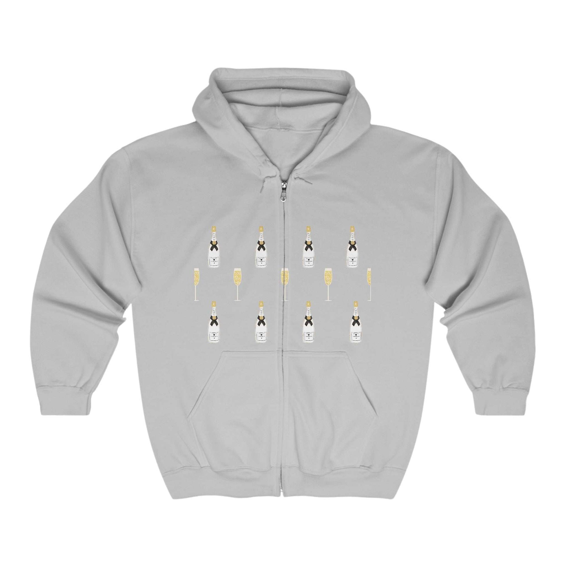 Champagne Bottles Full Zip Hooded Sweatshirt