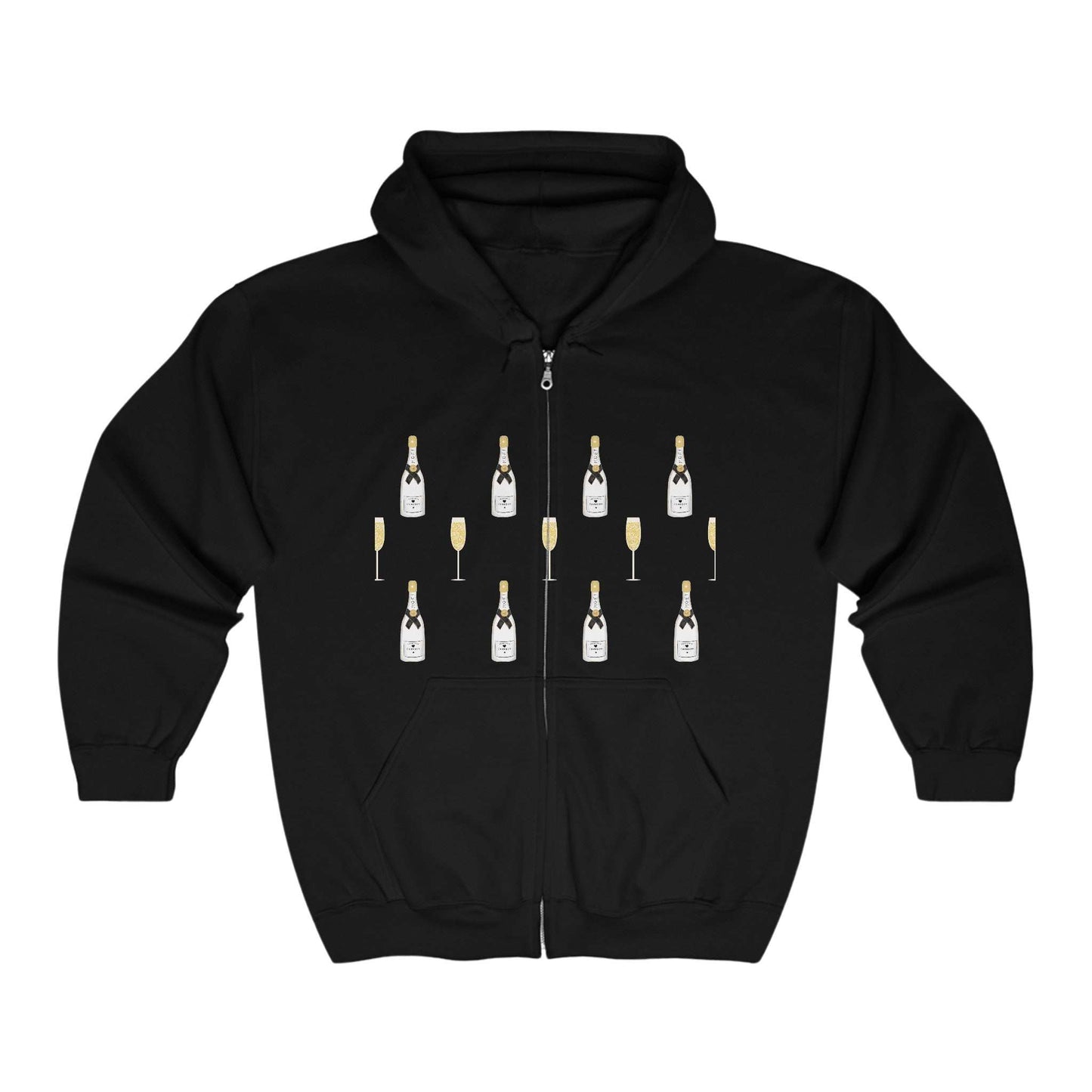 Champagne Bottles Full Zip Hooded Sweatshirt