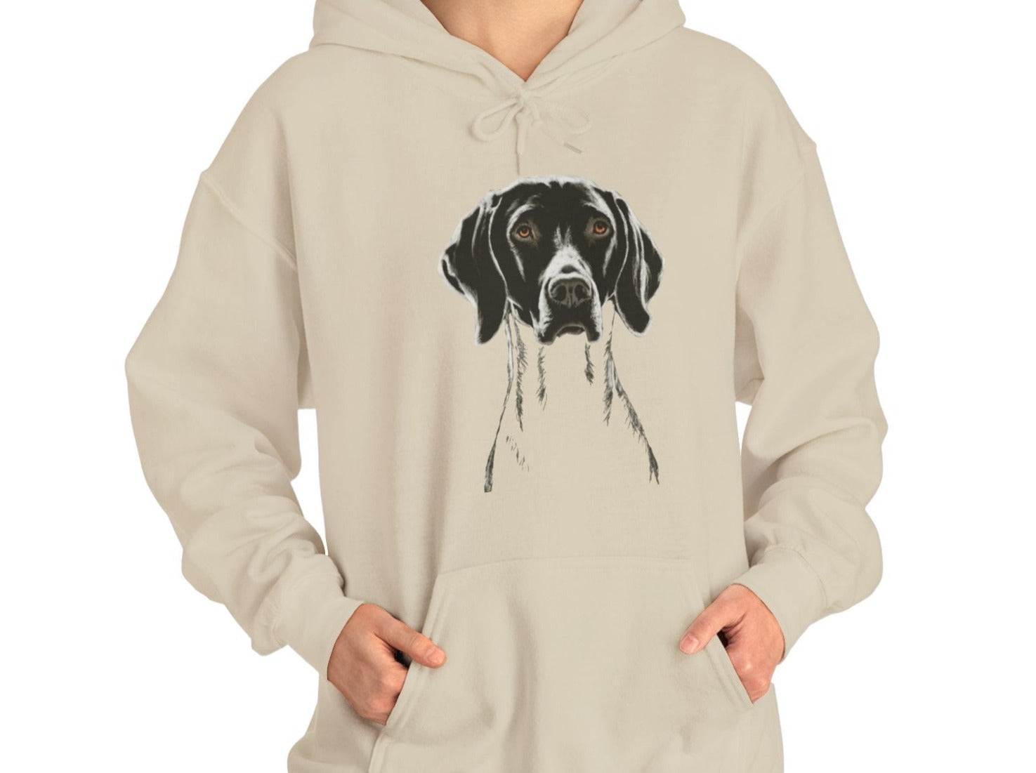 gsd, dog mom, hunting mom, hunting dog, Pointer Dog Silhouette Hoodie